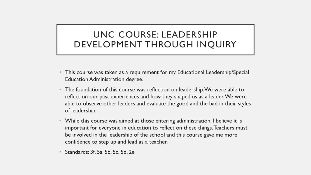 unc course leadership development through inquiry