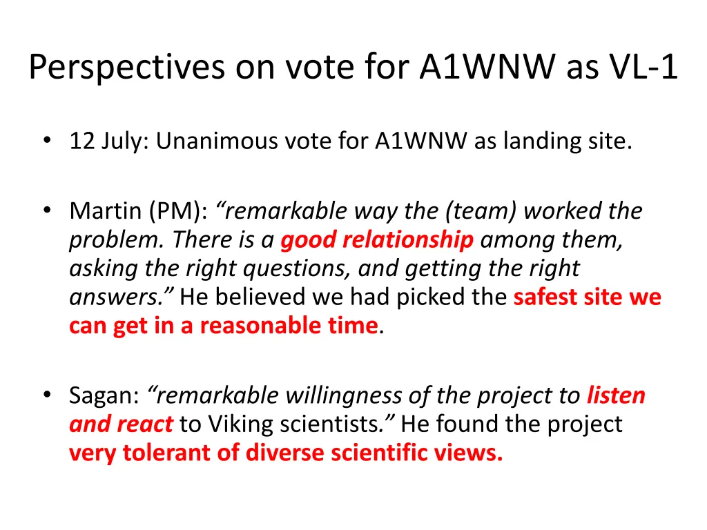 perspectives on vote for a1wnw as vl 1