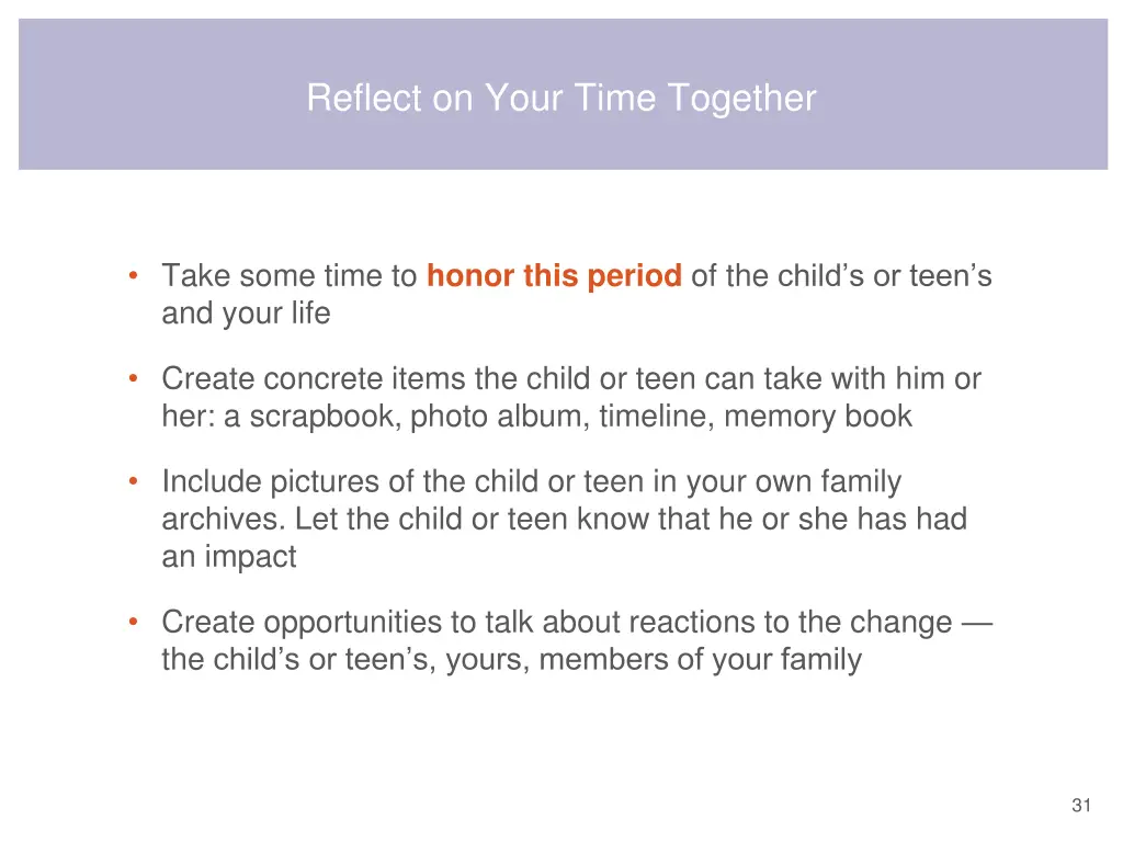 reflect on your time together