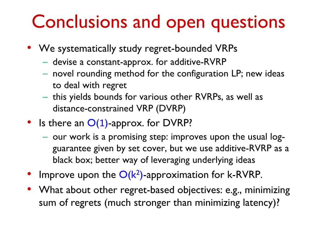 conclusions and open questions