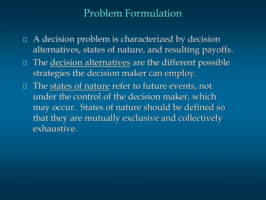 problem formulation