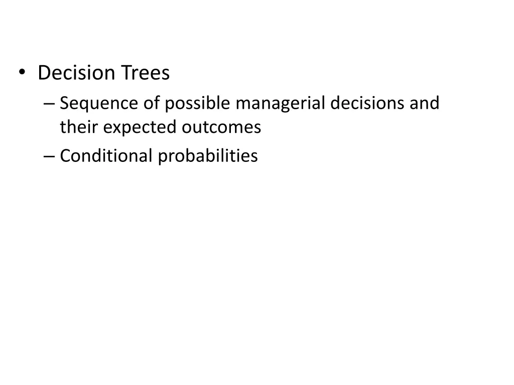 decision trees sequence of possible managerial