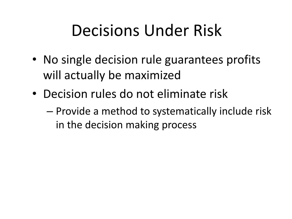 decisions under risk