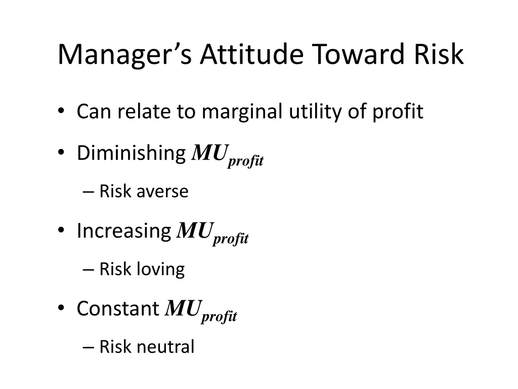 manager s attitude toward risk 2