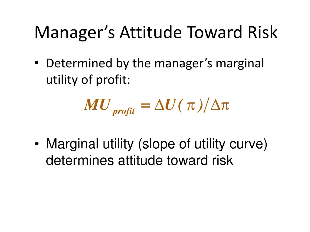 manager s attitude toward risk