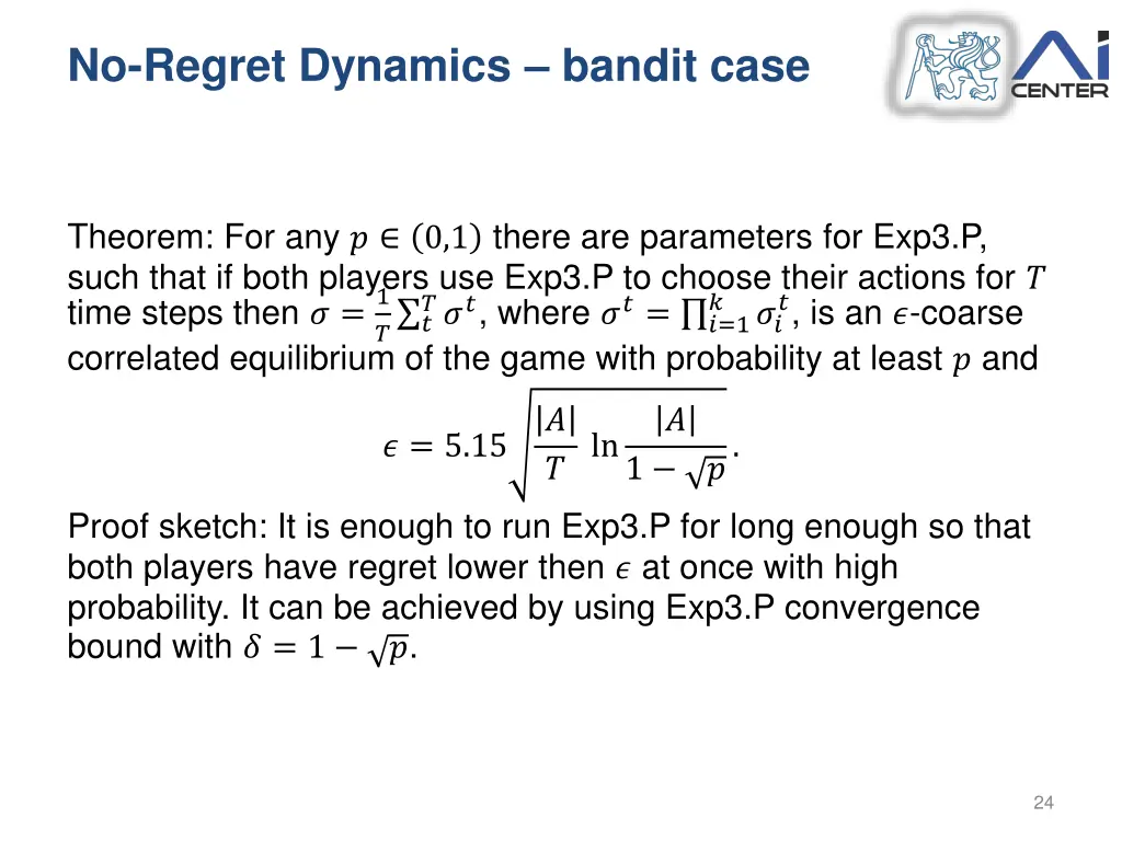 no regret dynamics bandit case 1