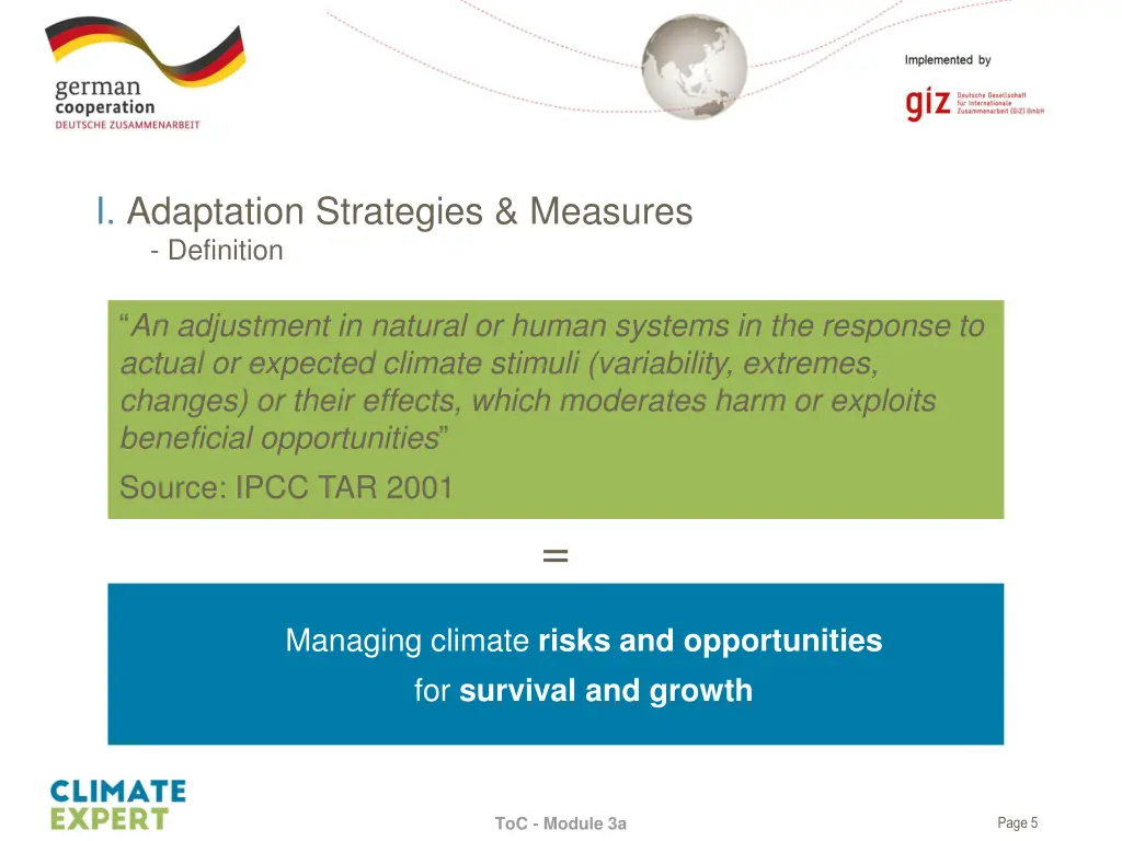 i adaptation strategies measures definition