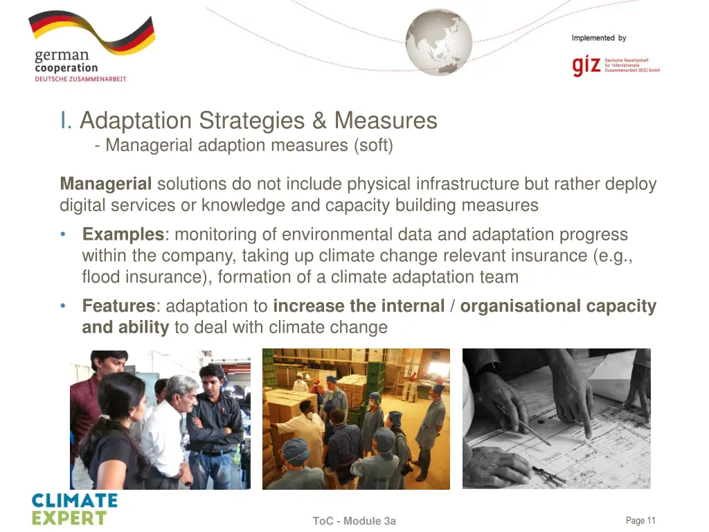 i adaptation strategies measures managerial