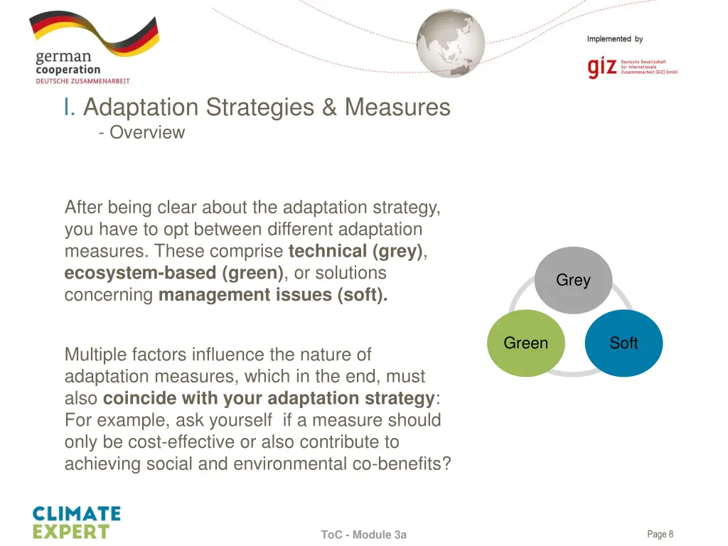 i adaptation strategies measures overview