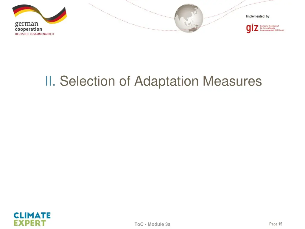 ii selection of adaptation measures