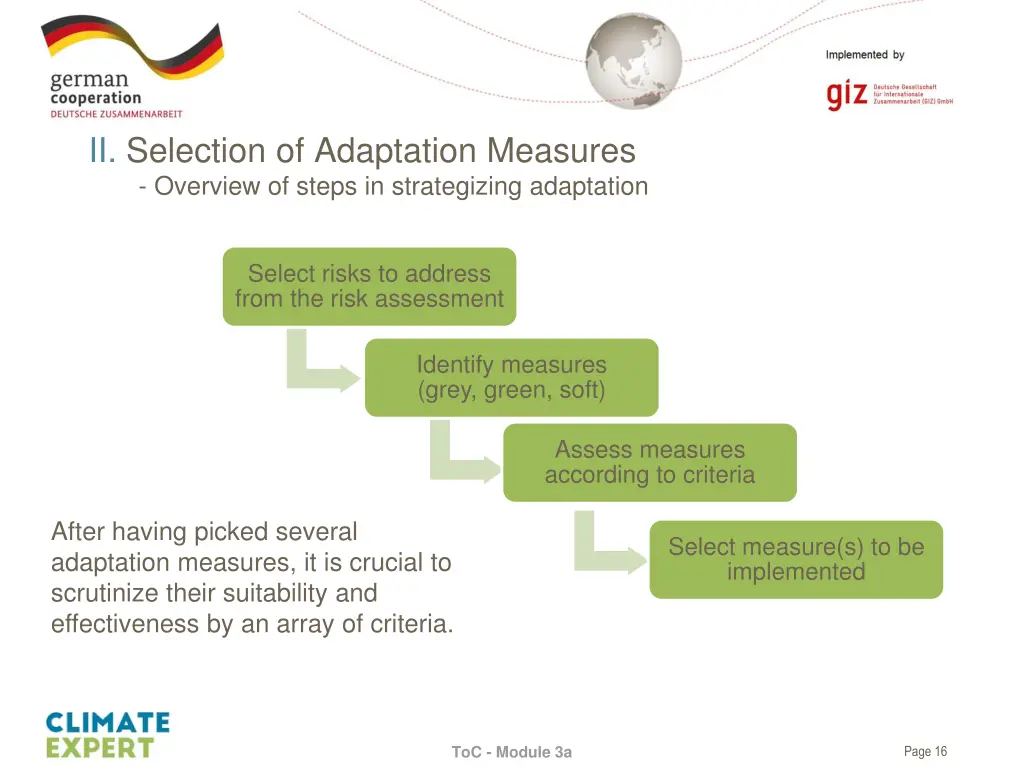 ii selection of adaptation measures overview