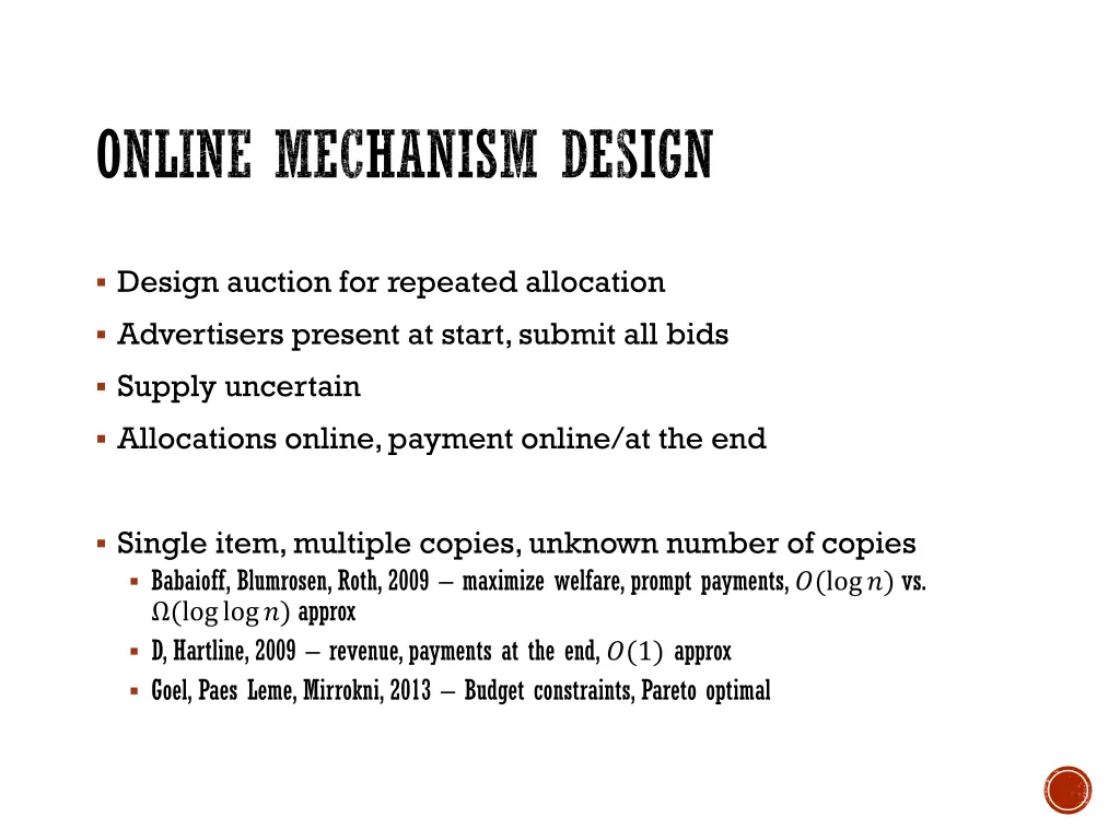 online mechanism design