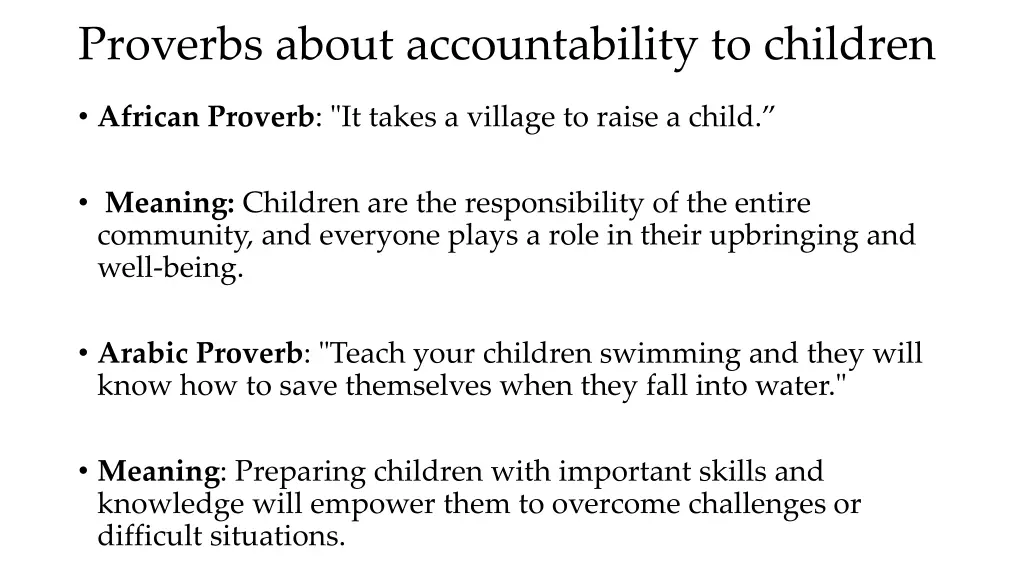 proverbs about accountability to children