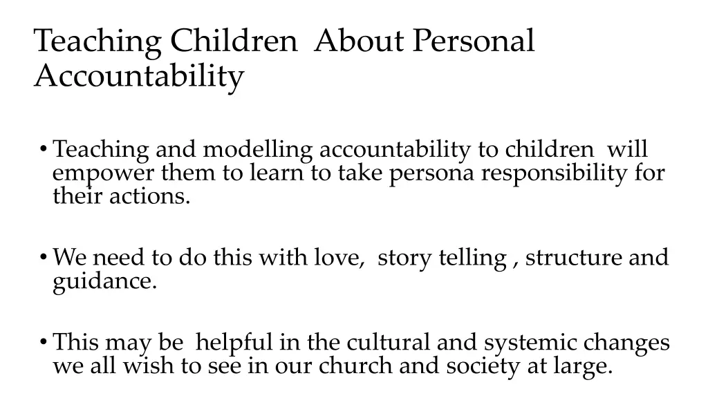 teaching children about personal accountability