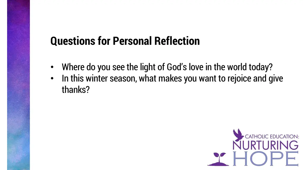 questions for personal reflection