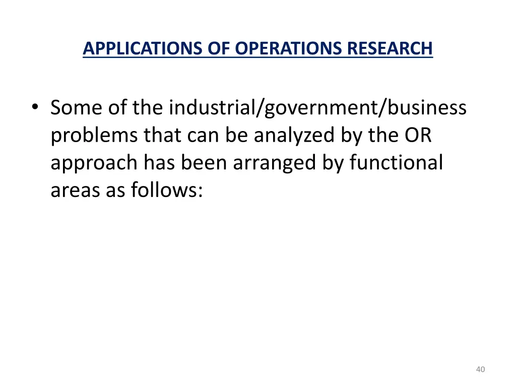 applications of operations research