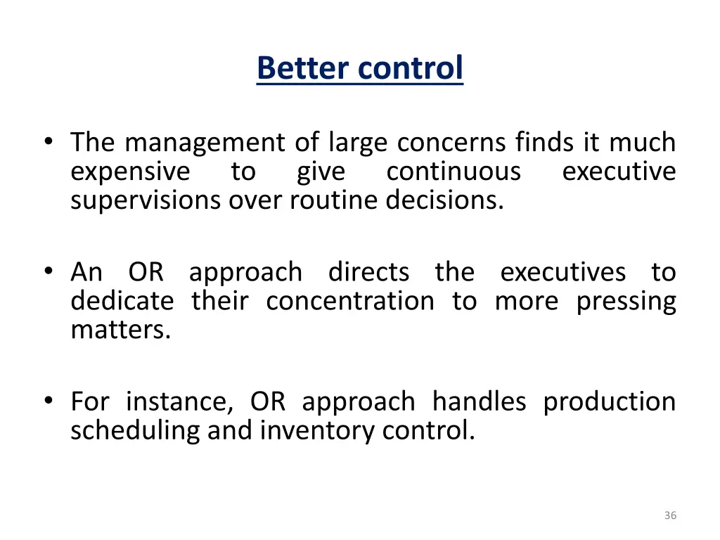 better control