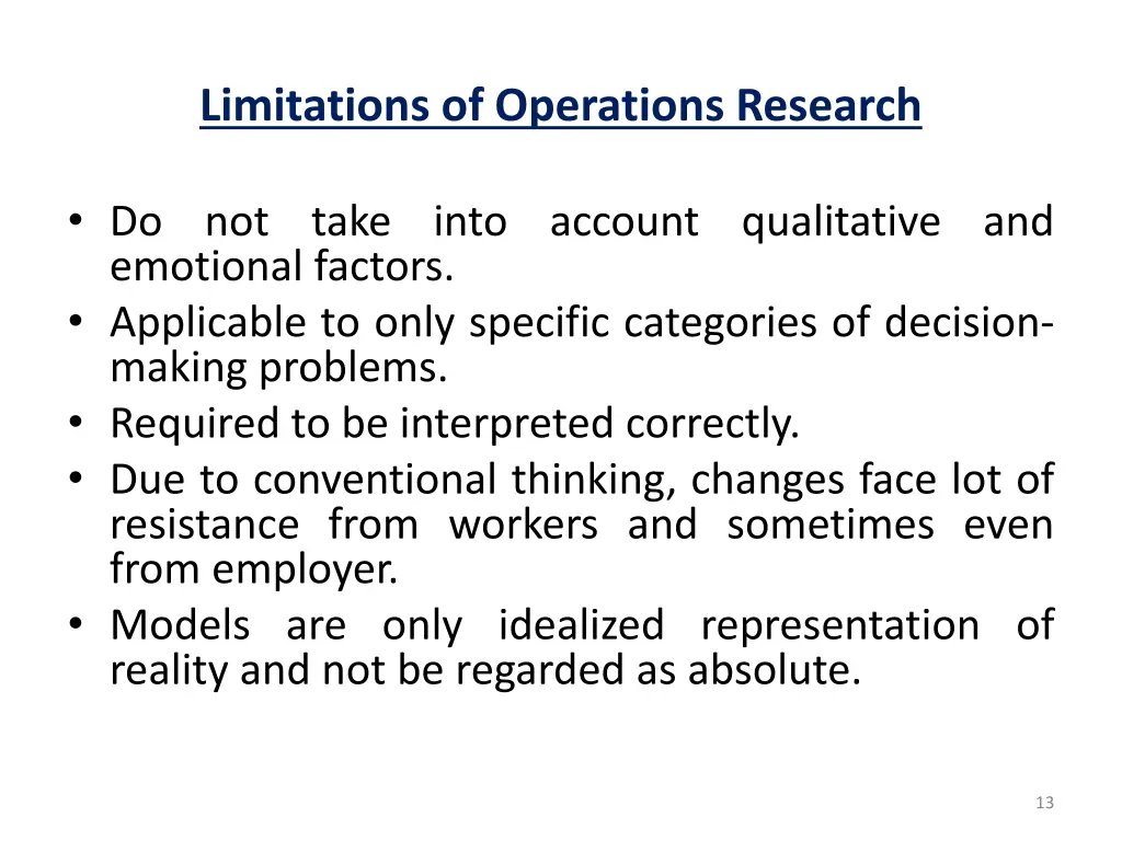 limitations of operations research