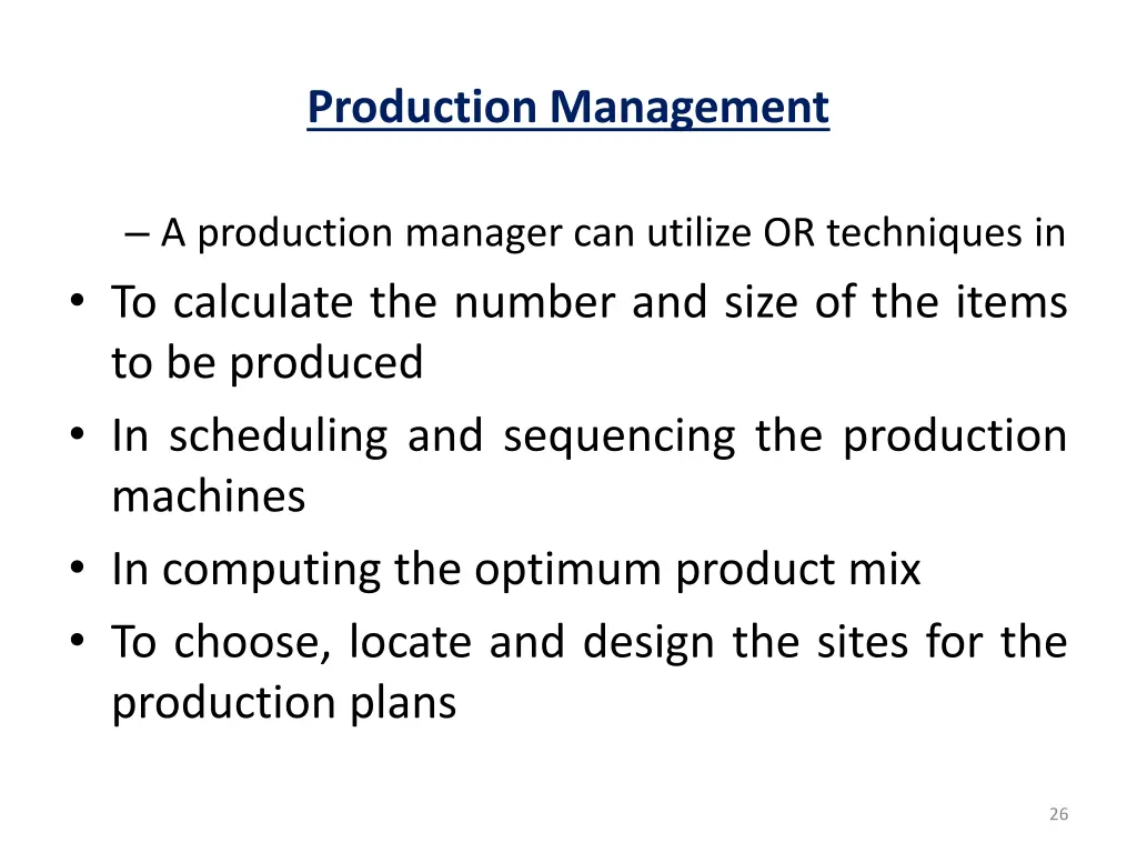 production management