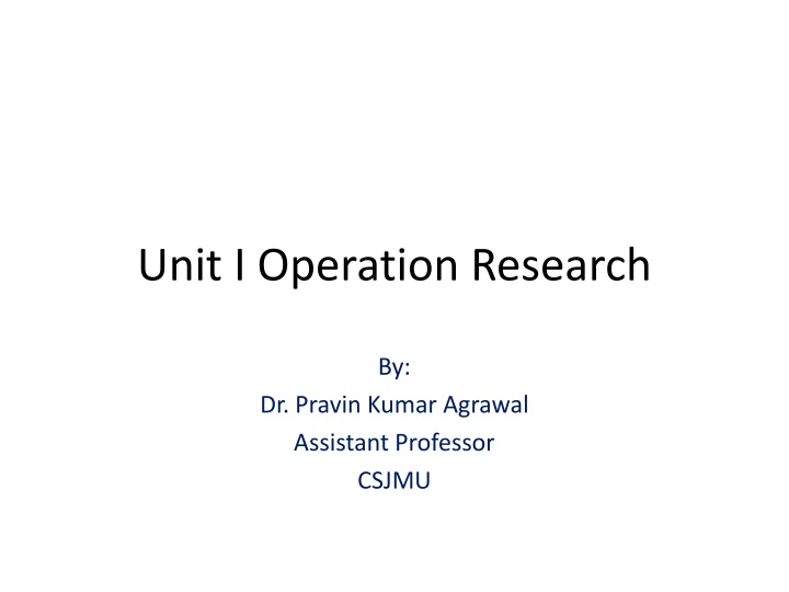 unit i operation research