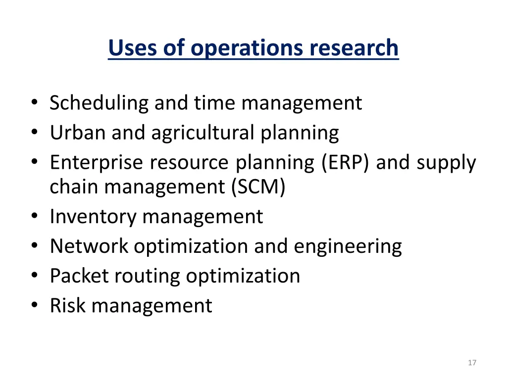 uses of operations research