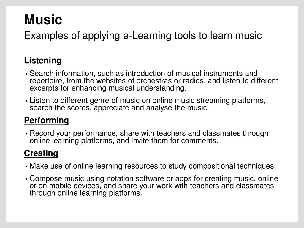 music examples of applying e learning tools