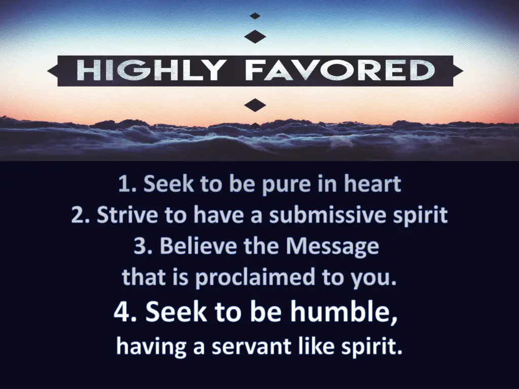 1 seek to be pure in heart 2 strive to have 1