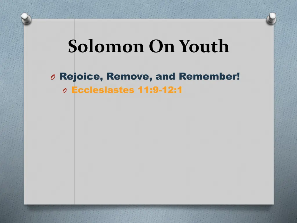 solomon on youth