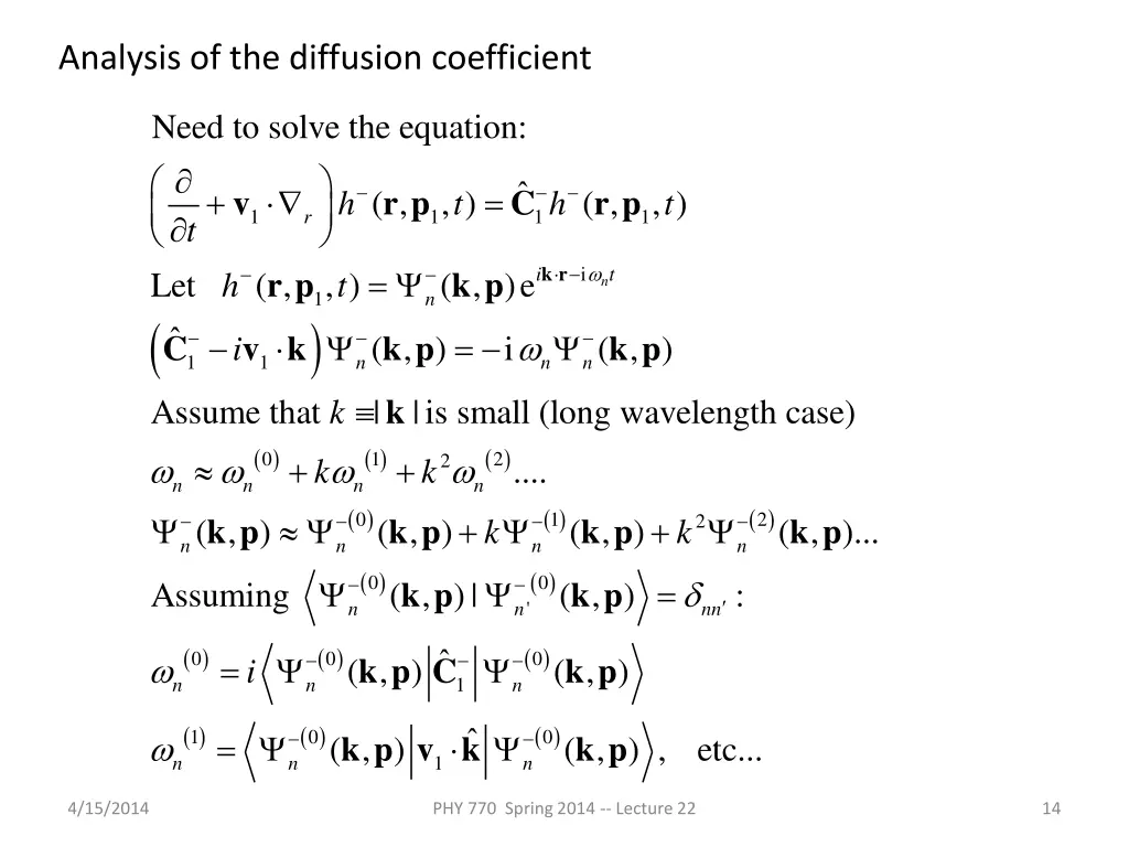 analysis of the diffusion coefficient 1