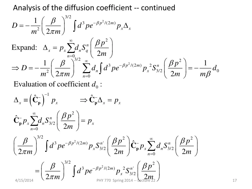 analysis of the diffusion coefficient continued 2