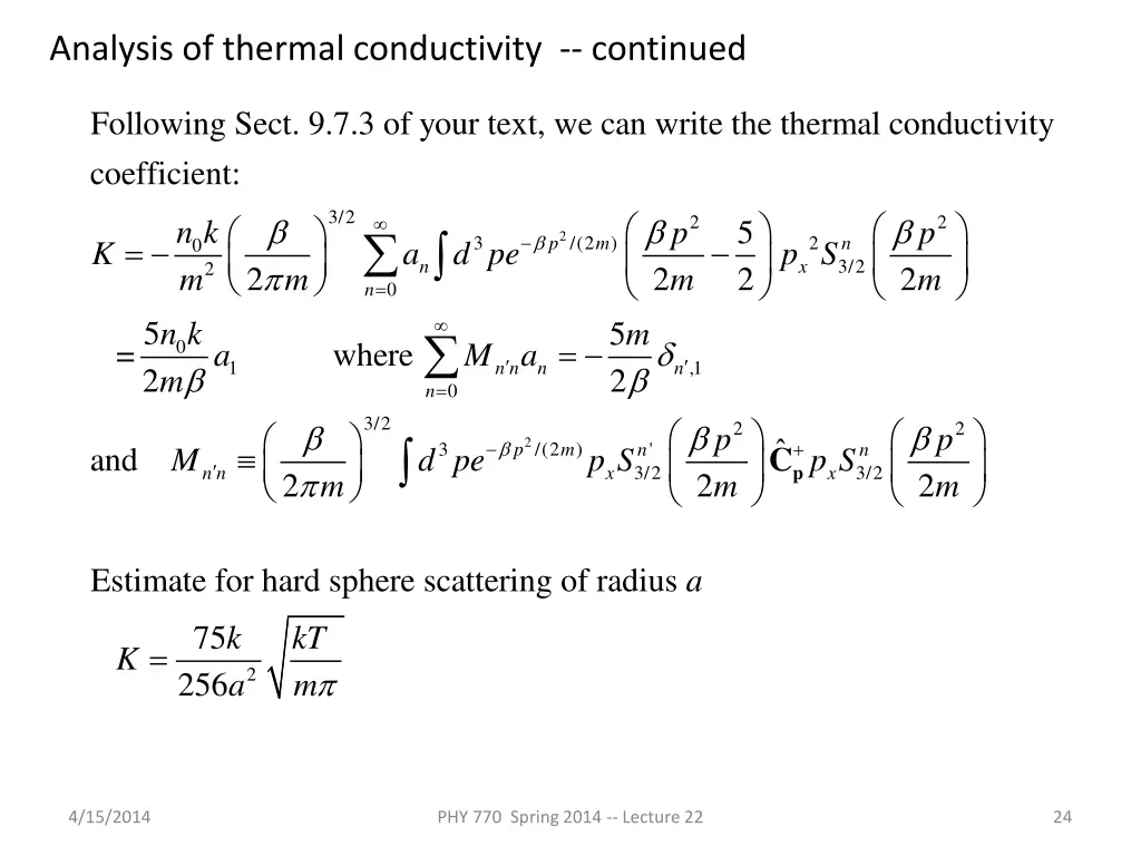 analysis of thermal conductivity continued