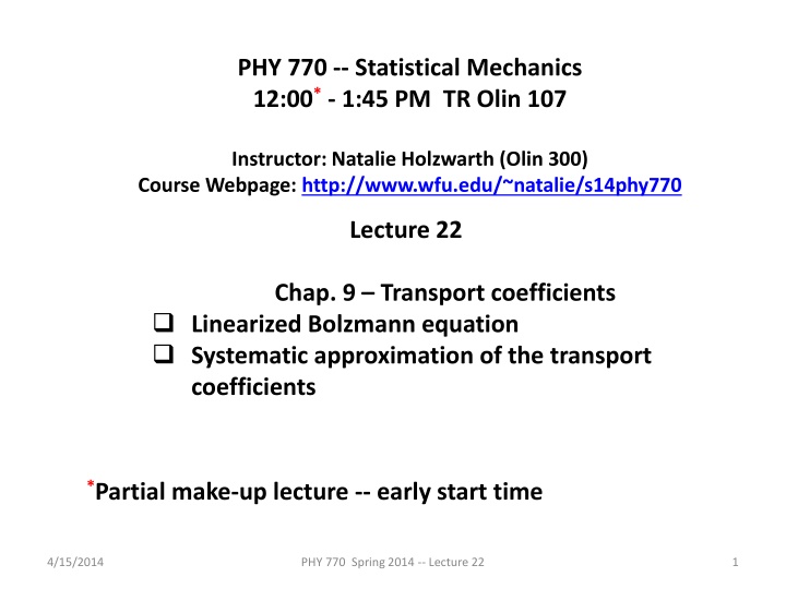 phy 770 statistical mechanics