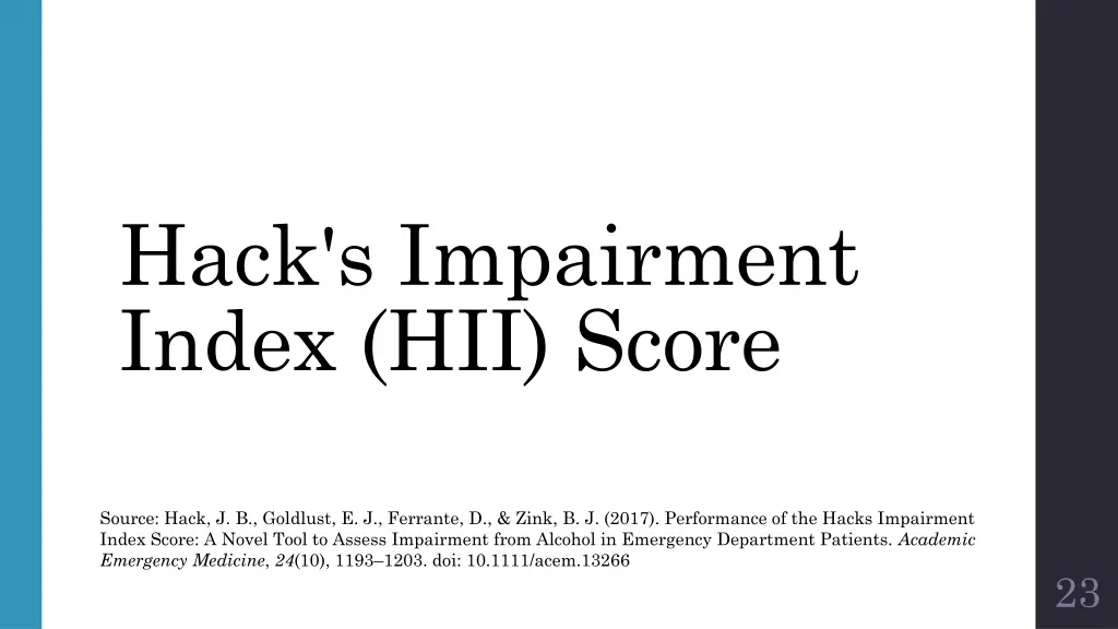 hack s impairment index hii score