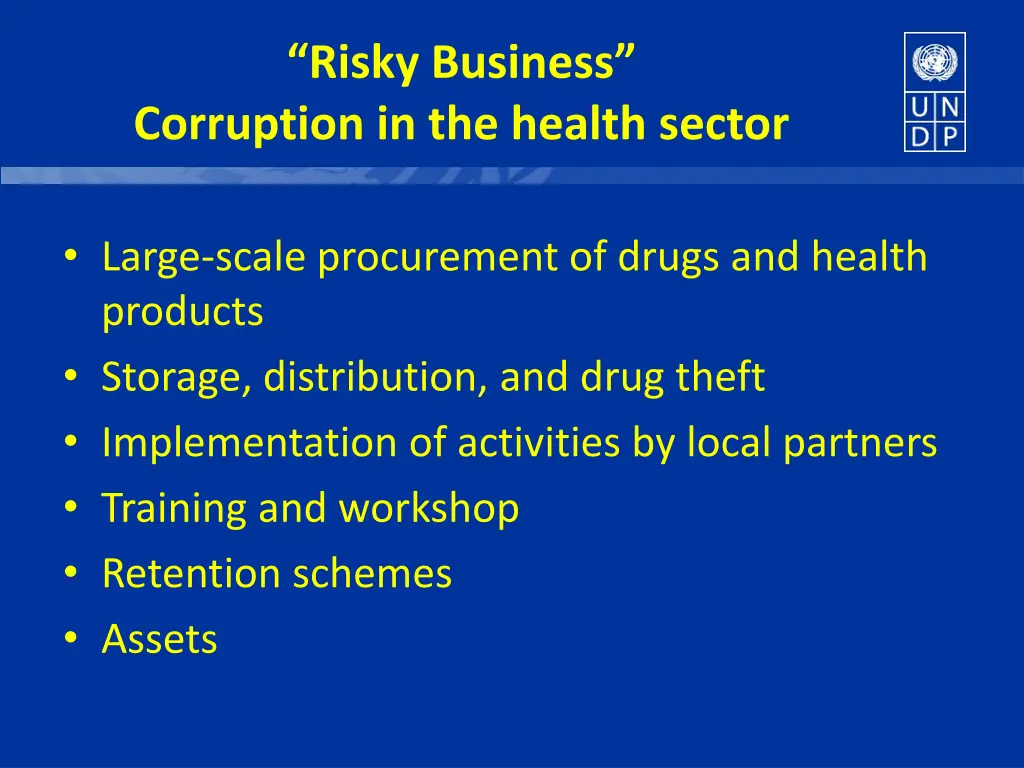 risky business corruption in the health sector