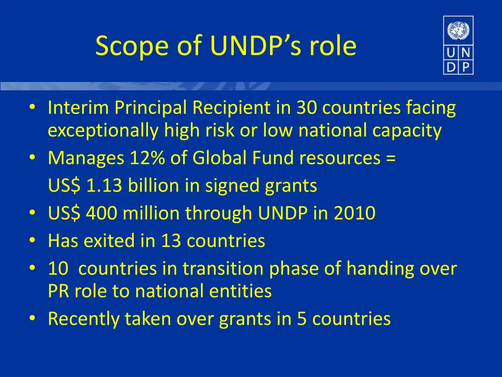 scope of undp s role