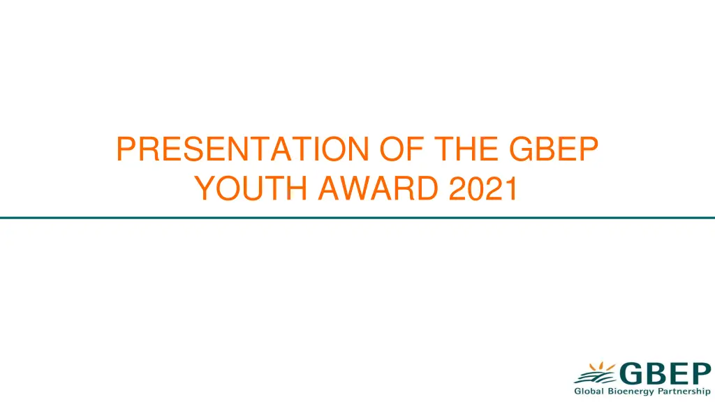 presentation of the gbep youth award 2021