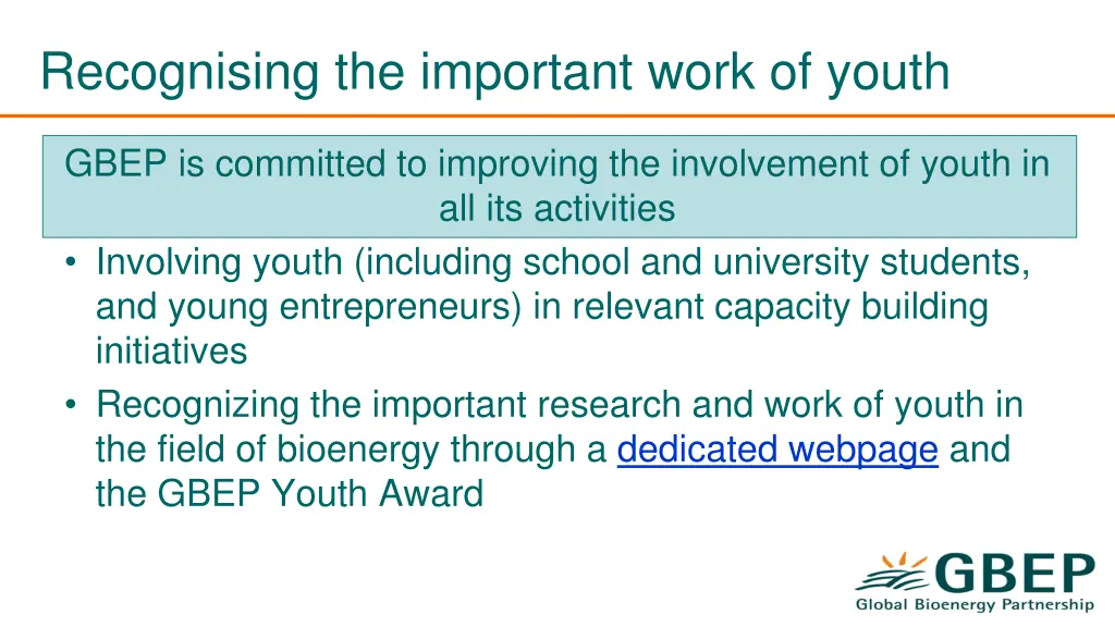 recognising the important work of youth