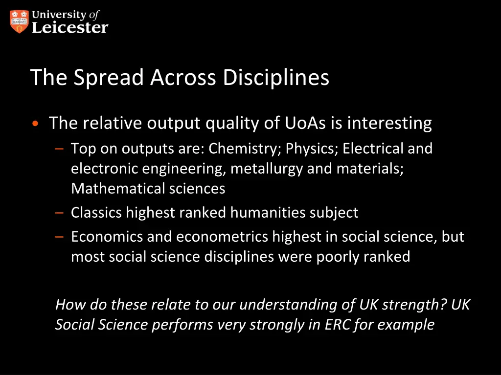 the spread across disciplines