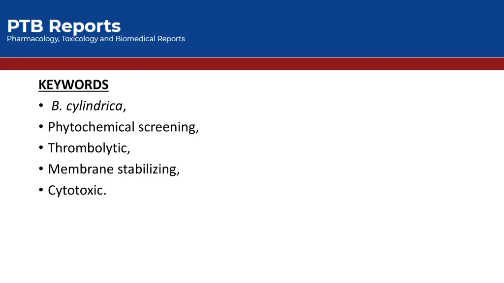 keywords b cylindrica phytochemical screening