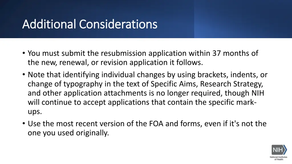 additional considerations additional