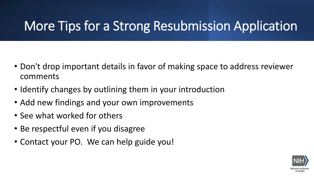 more tips for a strong resubmission application