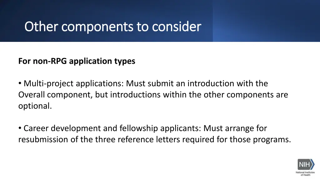 other components to consider other components