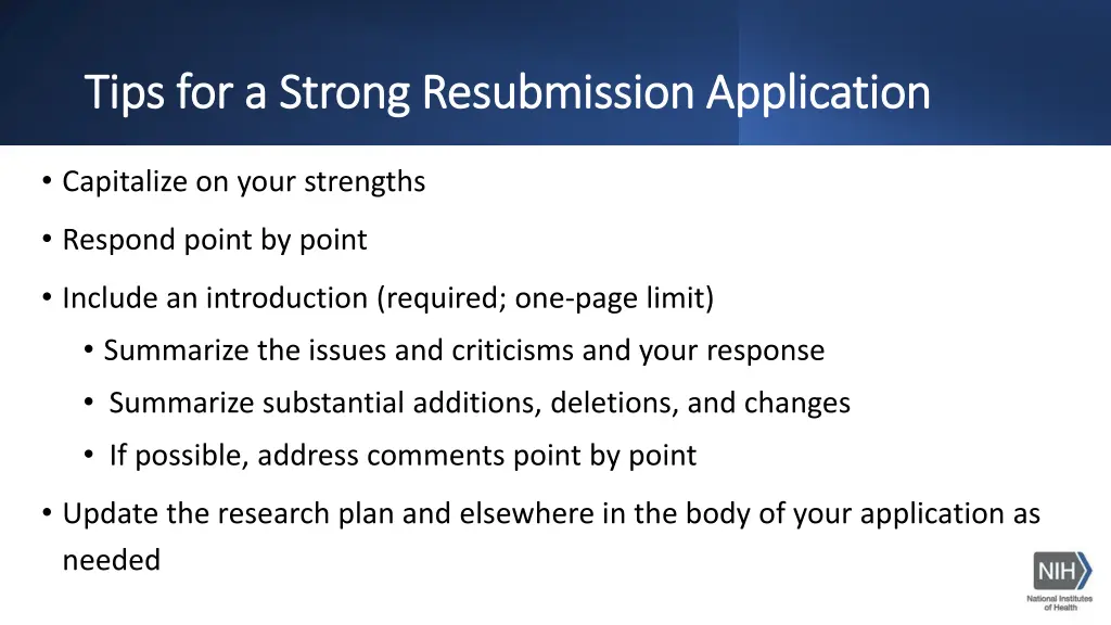 tips for a strong resubmission application tips