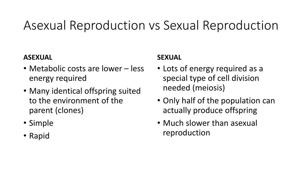 asexual reproduction vs sexual reproduction