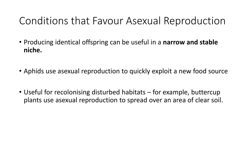 conditions that favour asexual reproduction