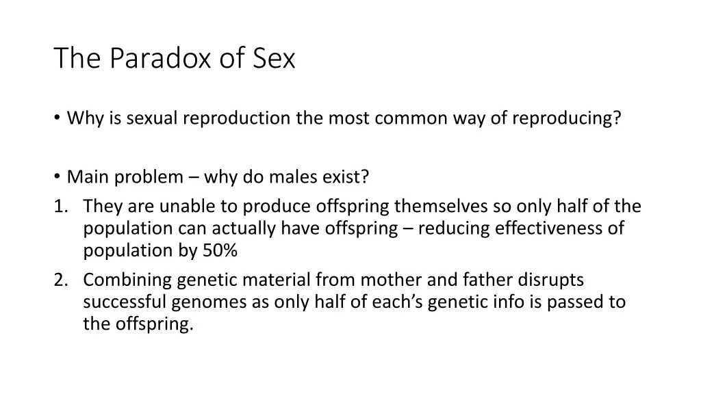 the paradox of sex