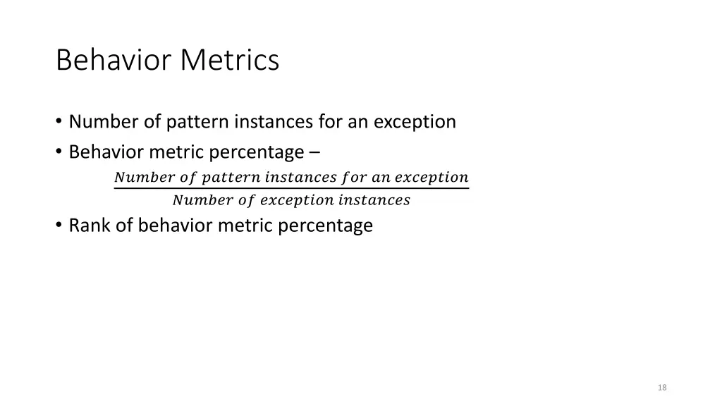 behavior metrics