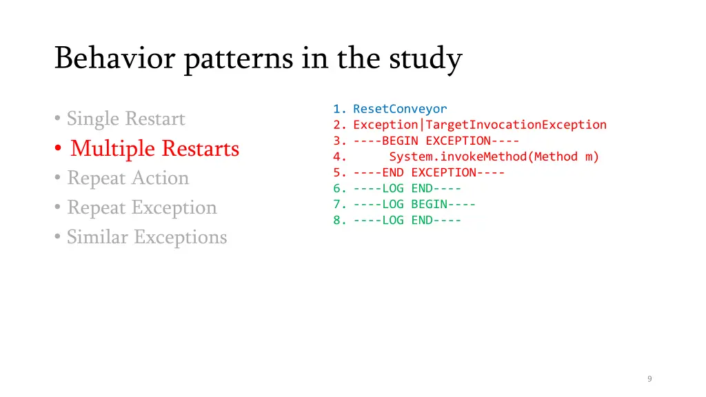 behavior patterns in the study 2