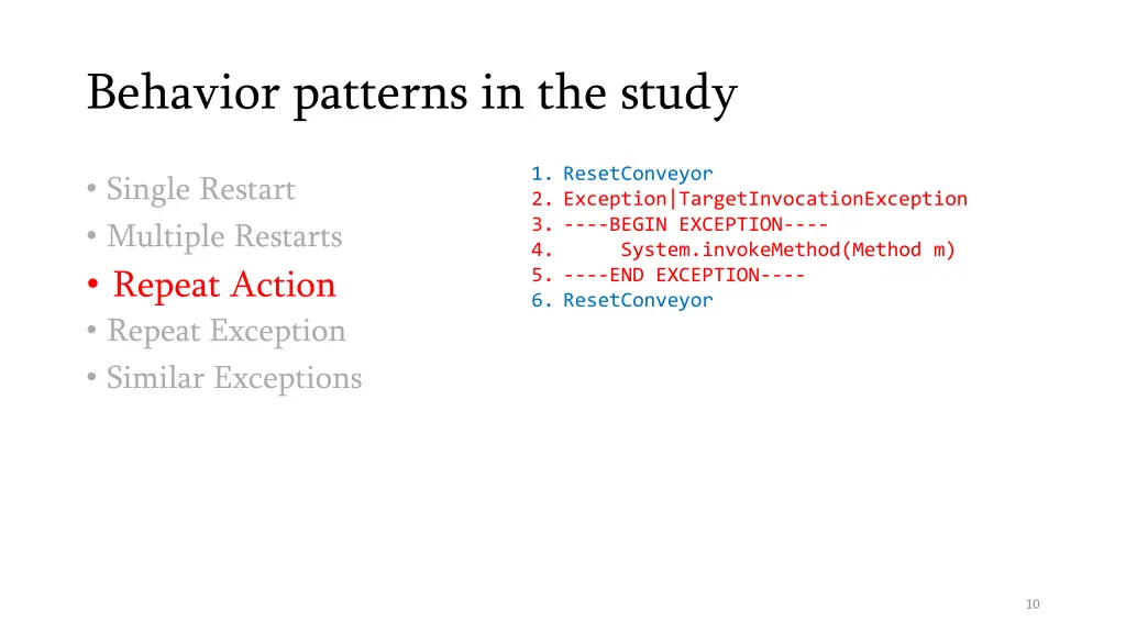 behavior patterns in the study 3