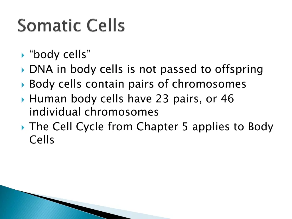 body cells dna in body cells is not passed